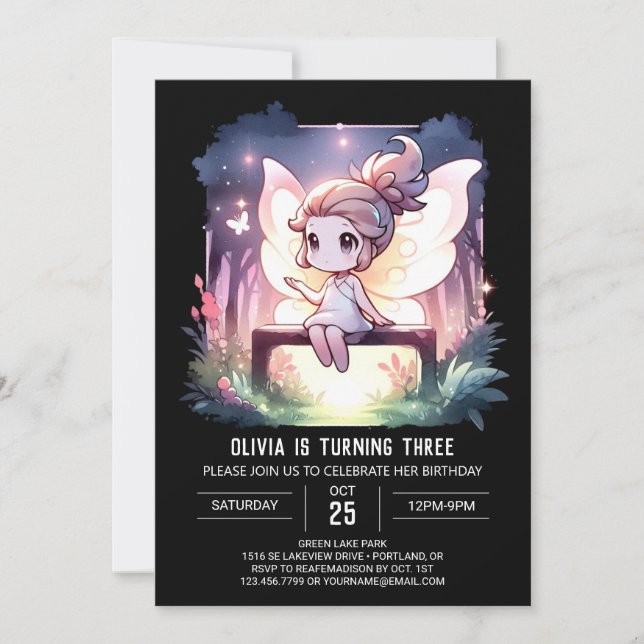 Invitation Boho Sweet Fairy Anniversaire (Devant)