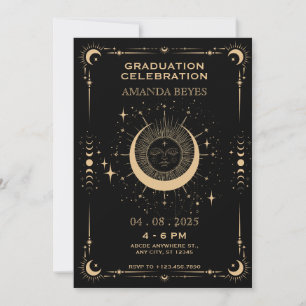 Invitation Boho tarot lune soleil Graduation