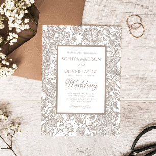 Invitation Boho Taupe Fall Line Fleur sauvage d'art