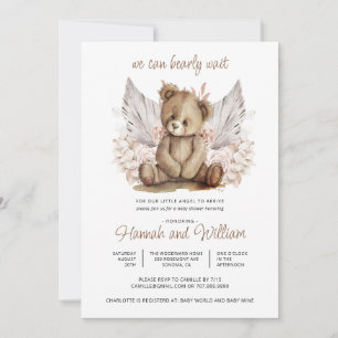 Invitation Boho Teddy Bear Bearly Wait Baby shower