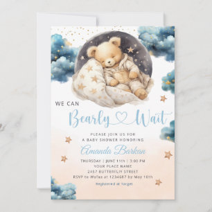 Invitation Boho Teddy Bear Nous Pouvons Bearly Wait Baby show