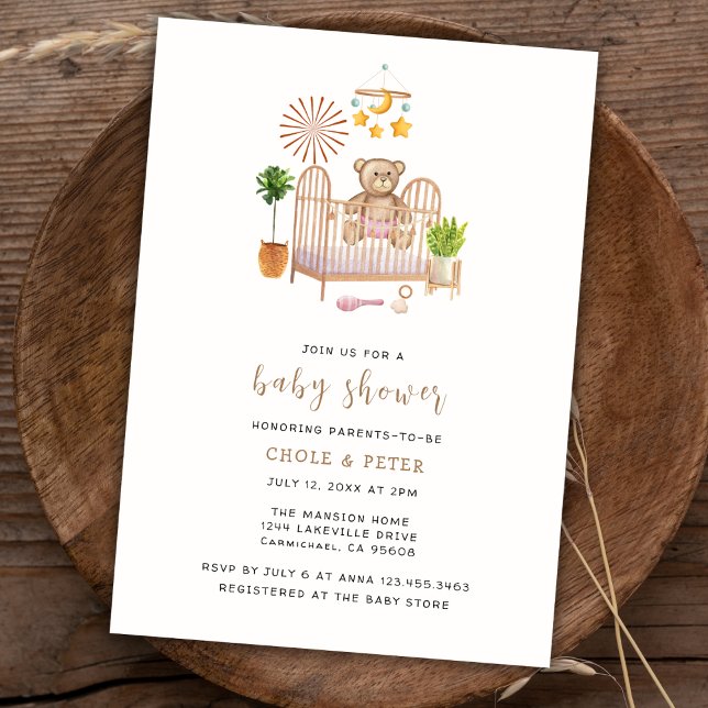 Invitation Boho Teddy Bear Nursery Baby shower (Boho Teddy Bear Nursery Baby Shower Invitation)