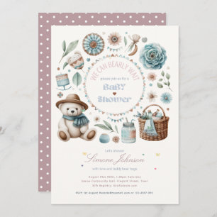 Invitation Boho Teddy Bear Pique-Nique Baby shower Thème Unis