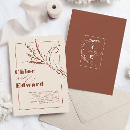 Invitation Boho Teracotta moderne Mariage orange brûlé