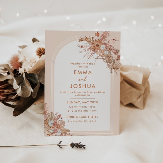 Invitation Boho Terracotta Aquarelle Florale Mariage (Créateur téléchargé)