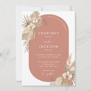 Invitation Boho Terracotta Arch Pampas Mariage