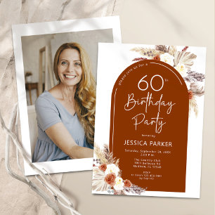 Invitation Boho Terracotta Arch Photo 60e anniversaire