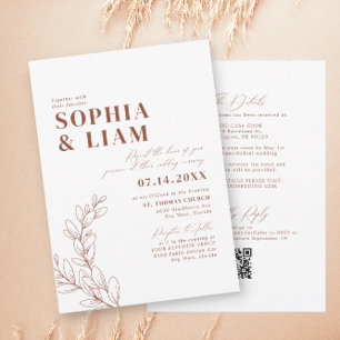 Invitation Boho Terracotta Avec RSVP QR Code Mariage