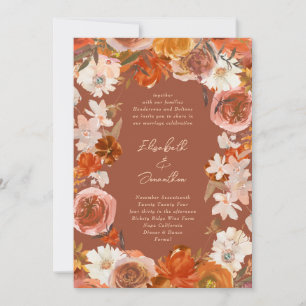 Invitation Boho Terracotta Bouquet Abundance Mariage
