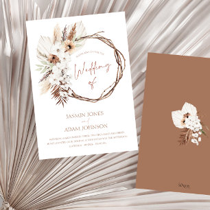 Invitation Boho Terracotta Brown séché fleuri Mariage