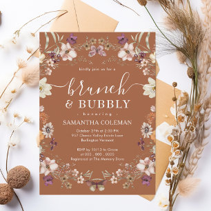 Invitation Boho Terracotta Brunch et Fête des mariées Bubbly