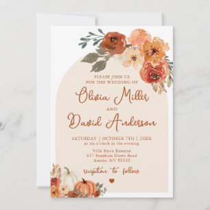 Invitation Boho Terracotta Citrouille Automne Mariage Automne