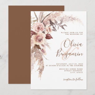 Invitation Boho Terracotta Crème de rouille Florale Mariage n