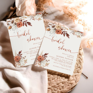Invitation Boho Terracotta Fête de Mariage Crème Floral