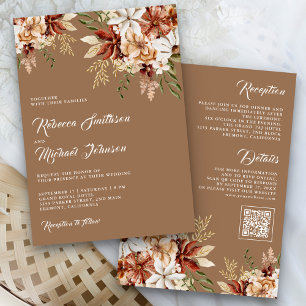 Invitation Boho Terracotta Floral Fleur sauvage Mariage beige