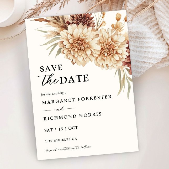 Invitation Boho Terracotta Floral Wedding Enregistrer la date (Créateur téléchargé)