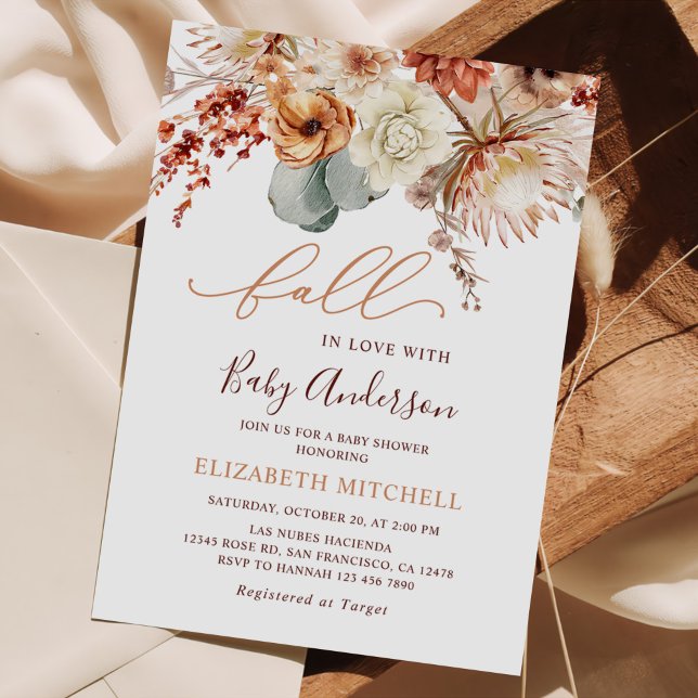 Invitation Boho Terracotta Flowers Fall Baby Shower (Créateur téléchargé)