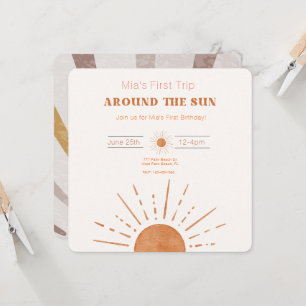 Invitation Boho Terracotta Orange Premier Voyage Autour Du So