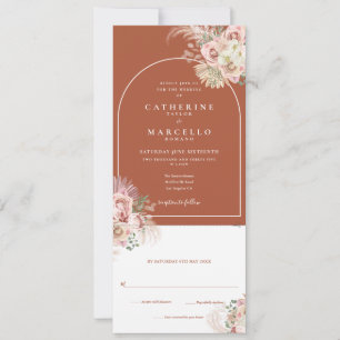 Invitation Boho Terracotta Pampas Grass Tout en un Mariage