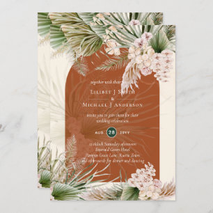 Invitation BOHO Terracotta Peach Pampas Mariage