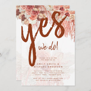 Invitation Boho Terracotta Rose Pampas Grass Mariage Floral
