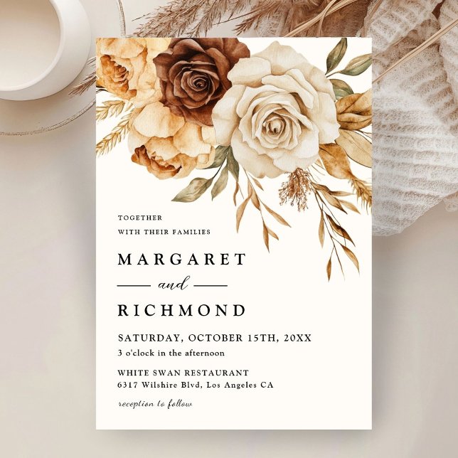 Invitation Boho Terracotta Rustic Floral Mariage (Créateur téléchargé)