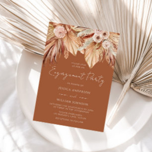 Invitation Boho Terracotta séché Floral Engagement Party