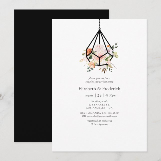 Invitation Boho Terrarium géométrique Floral Couples Douche (Devant / Derrière)