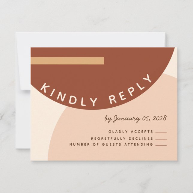 Invitation Boho Terre tonalité Abstraits Cercles Mariage RSVP (Devant)