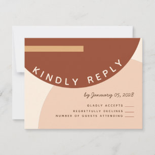Invitation Boho Terre tonalité Abstraits Cercles Mariage RSVP