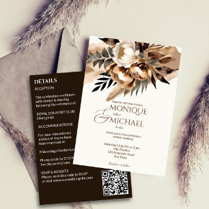 Invitation Boho terreux brun tout en un seul modèle