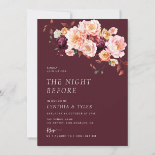 Invitation boho tomber floral bordeaux la veille
