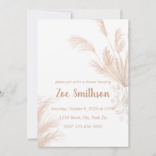 Invitation Boho Ton Neutre Pampas