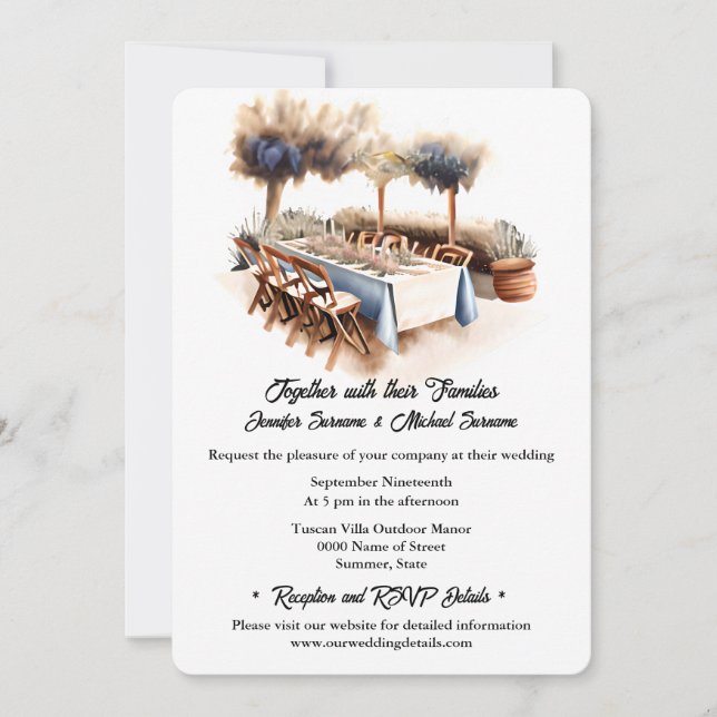 Invitation Boho toscan extérieur été mariage chic (Devant)