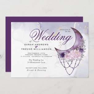 Invitation Boho tout en un Mariage Amethyst Crescent Moon