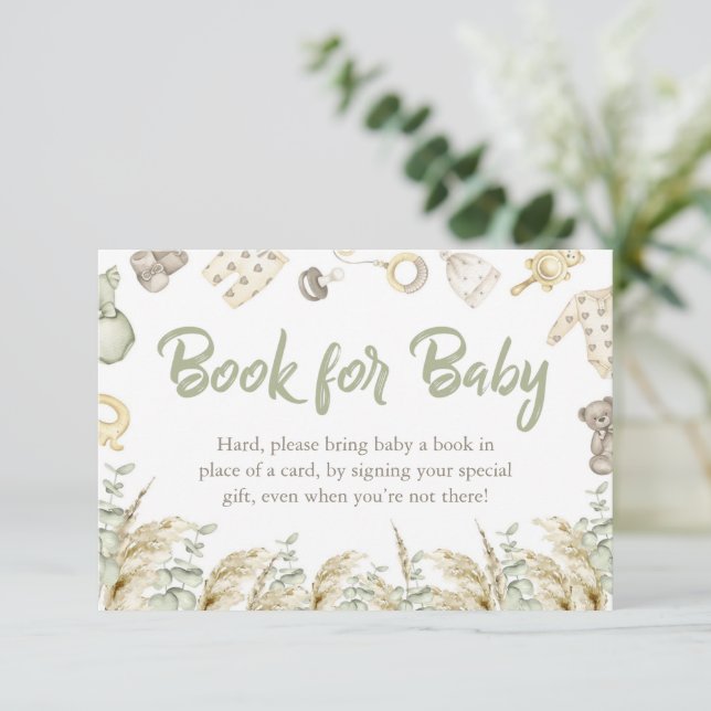 Invitation Boho Toy Bear Baby showers Livres Pour Baby Card (Debout devant)