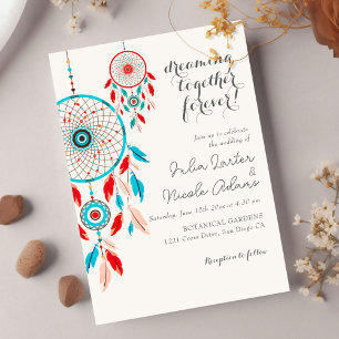 Invitation Boho Tribal attrape-rêves à plumes Photo Mariage