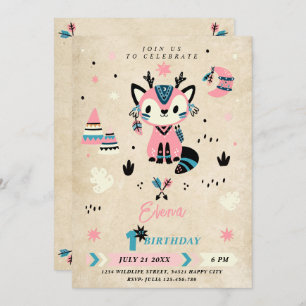 Invitation Boho Tribal Boho Animaux sauvages Un 1er anniversa