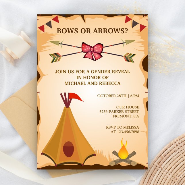 Invitation Boho Tribal Bows ou flèches Parti de révélation de (Créateur téléchargé)