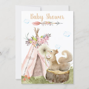 Invitation *~* Boho Tribal Teepee Squirrel Woodland Forest