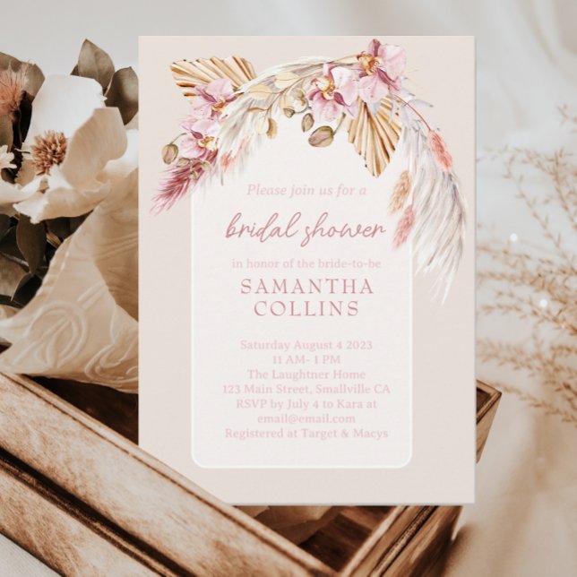 Invitation Boho Tropical Beach Fête des mariées florale (Créateur téléchargé)