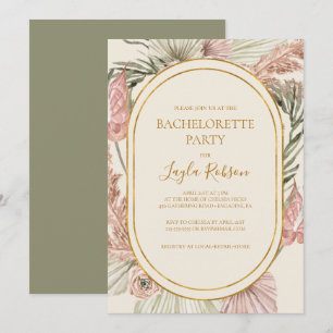 Invitation Boho Tropical Botanical Bachelorette verte