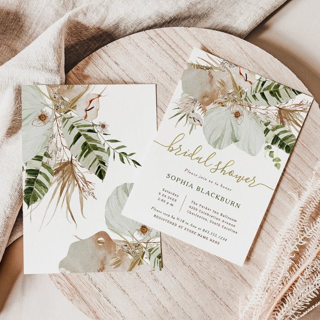 Invitation Boho Tropical Botanical Floral | FÊTE DES MARIÉES (Créateur téléchargé)