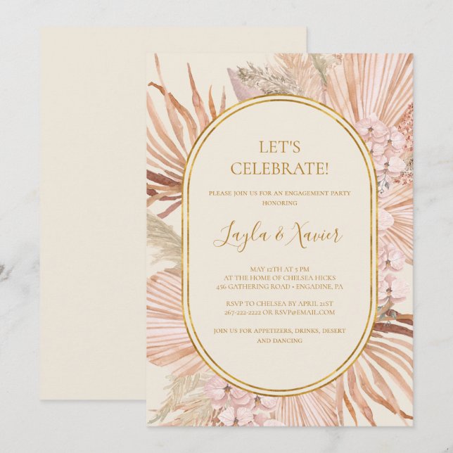 Invitation Boho Tropical Botanical | Ivory Célébrons (Devant / Derrière)