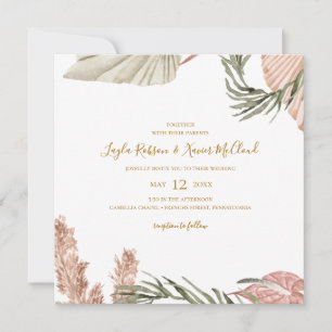 Invitation Boho Tropical Botanical   Mariage Carré simple