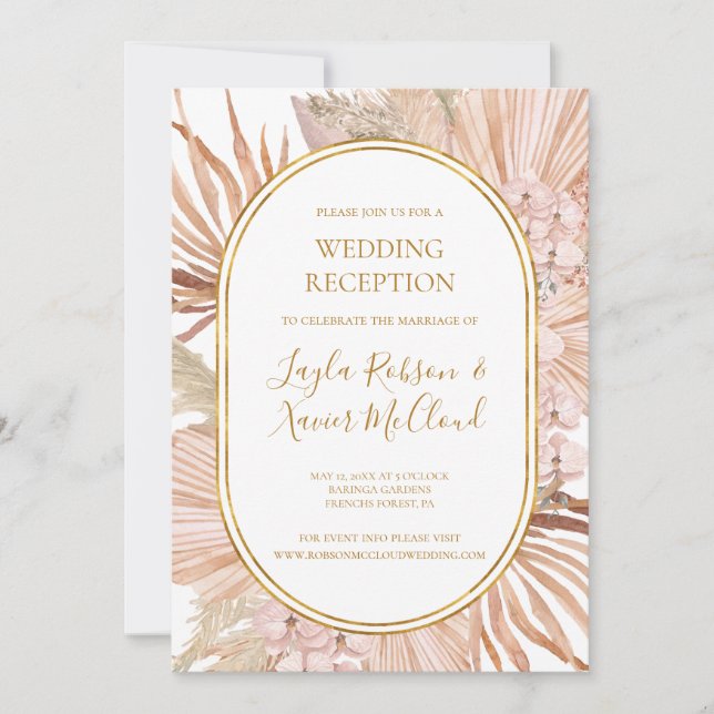 Invitation Boho Tropical Botanical | Réception de mariage (Devant)