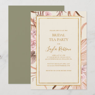 Invitation Boho Tropical Botanical   Soirée de thé pour les f