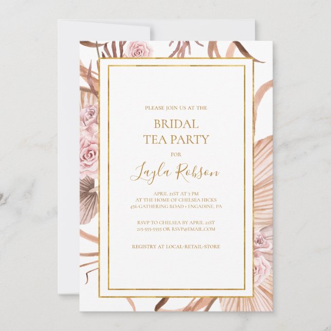 Invitation Boho Tropical Botanical | Tea Party (Devant)