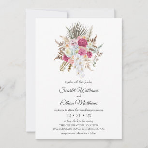 Invitation Boho Tropical Floral Aquarelle Fleur à la main
