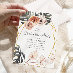 Invitation Boho Tropical Floral Frame Graduation Party